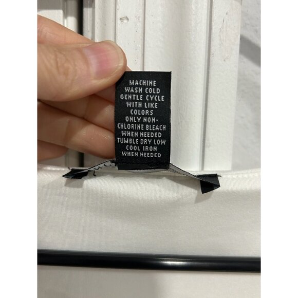 INC International Concepts Petite White Dress Black Feather Design SZ PM - Picture 6 of 8